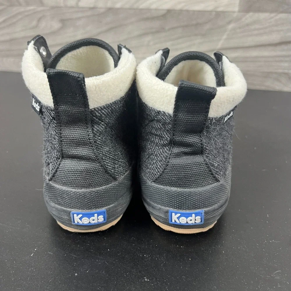 Keds Lace Up Ankle Boots Women's Size 9.5 Gray Black Casual Comfort Fleece Lined